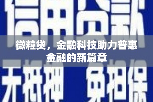 吴忠微粒贷，金融科技助力普惠金融的新篇章