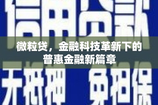 吴忠微粒贷，金融科技革新下的普惠金融新篇章