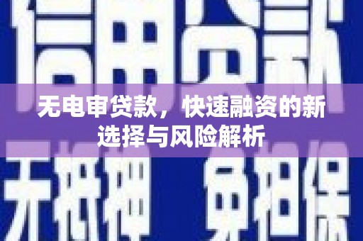 吴忠无电审贷款，快速融资的新选择与风险解析