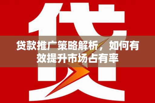 吴忠贷款推广策略解析，如何有效提升市场占有率