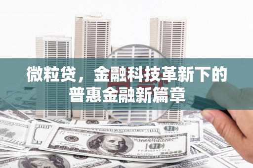 吴忠微粒贷，金融科技革新下的普惠金融新篇章