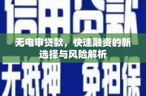 吴忠无电审贷款，快速融资的新选择与风险解析