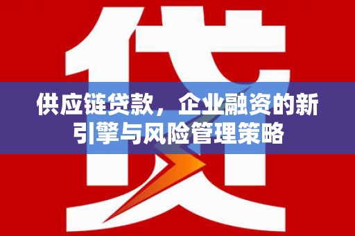 吴忠供应链贷款，企业融资的新引擎与风险管理策略