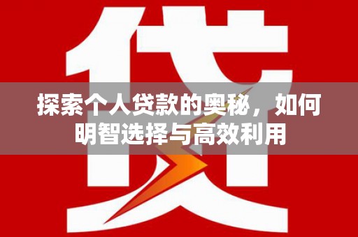 吴忠探索个人贷款的奥秘，如何明智选择与高效利用