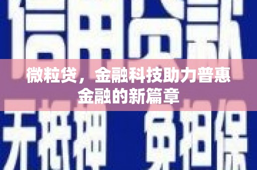 吴忠微粒贷，金融科技助力普惠金融的新篇章