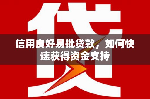 吴忠信用良好易批贷款，如何快速获得资金支持