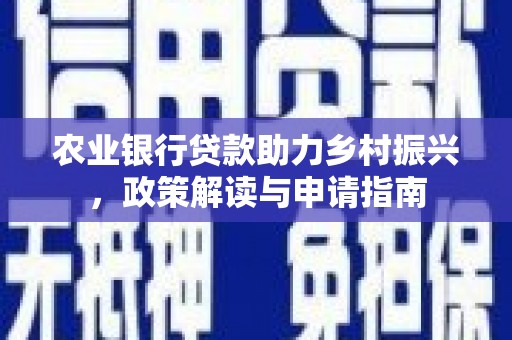 吴忠农业银行贷款助力乡村振兴，政策解读与申请指南
