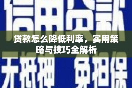 吴忠贷款怎么降低利率，实用策略与技巧全解析