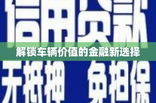 吴忠解锁车辆价值的金融新选择